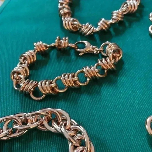 Bundle of six copper and brass necklace bracelet, and ring set chain style NWOT - Picture 3 of 7